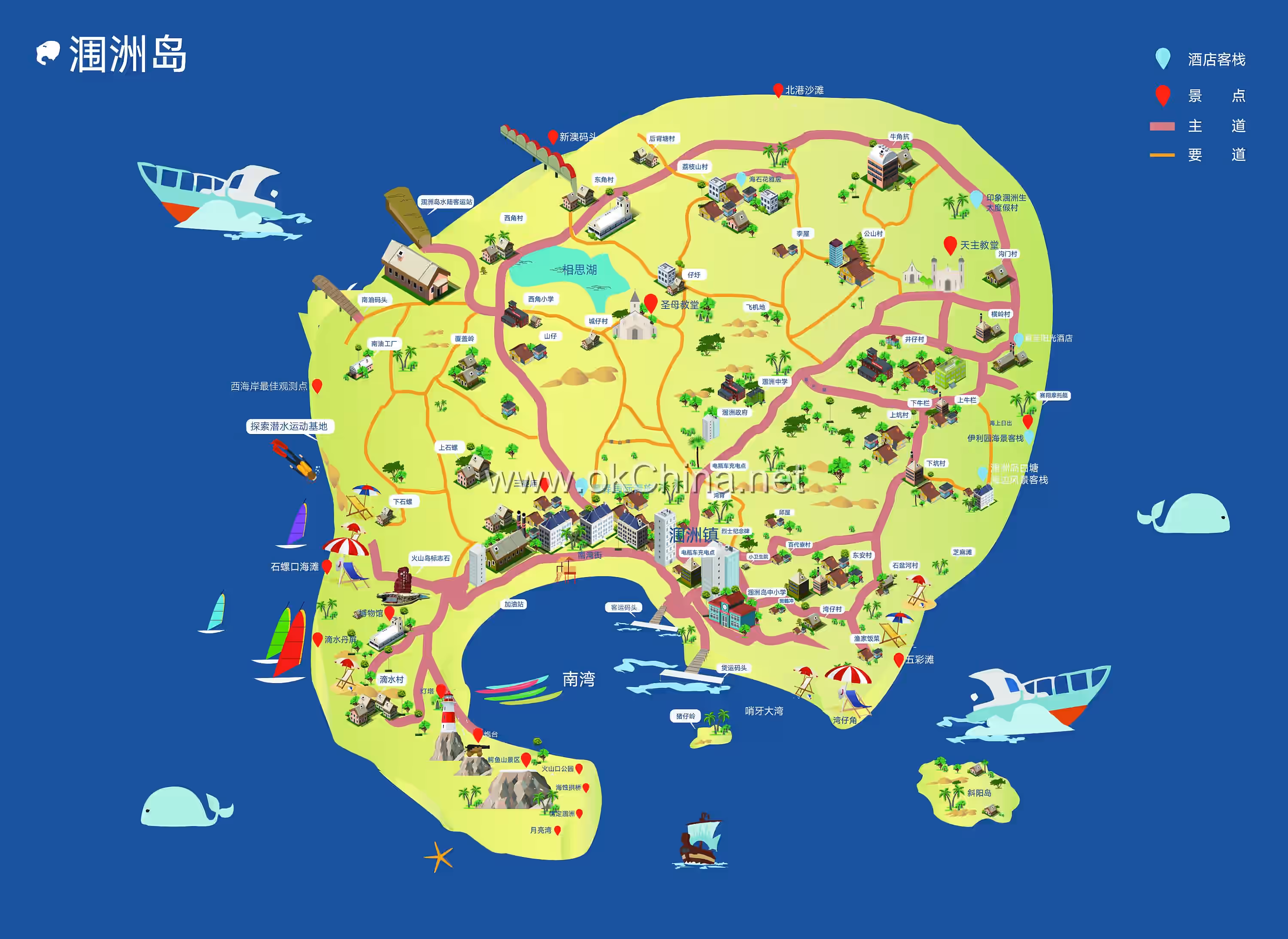 Map of Weizhou Island Nanwan Crocodile Mountain Scenic Area