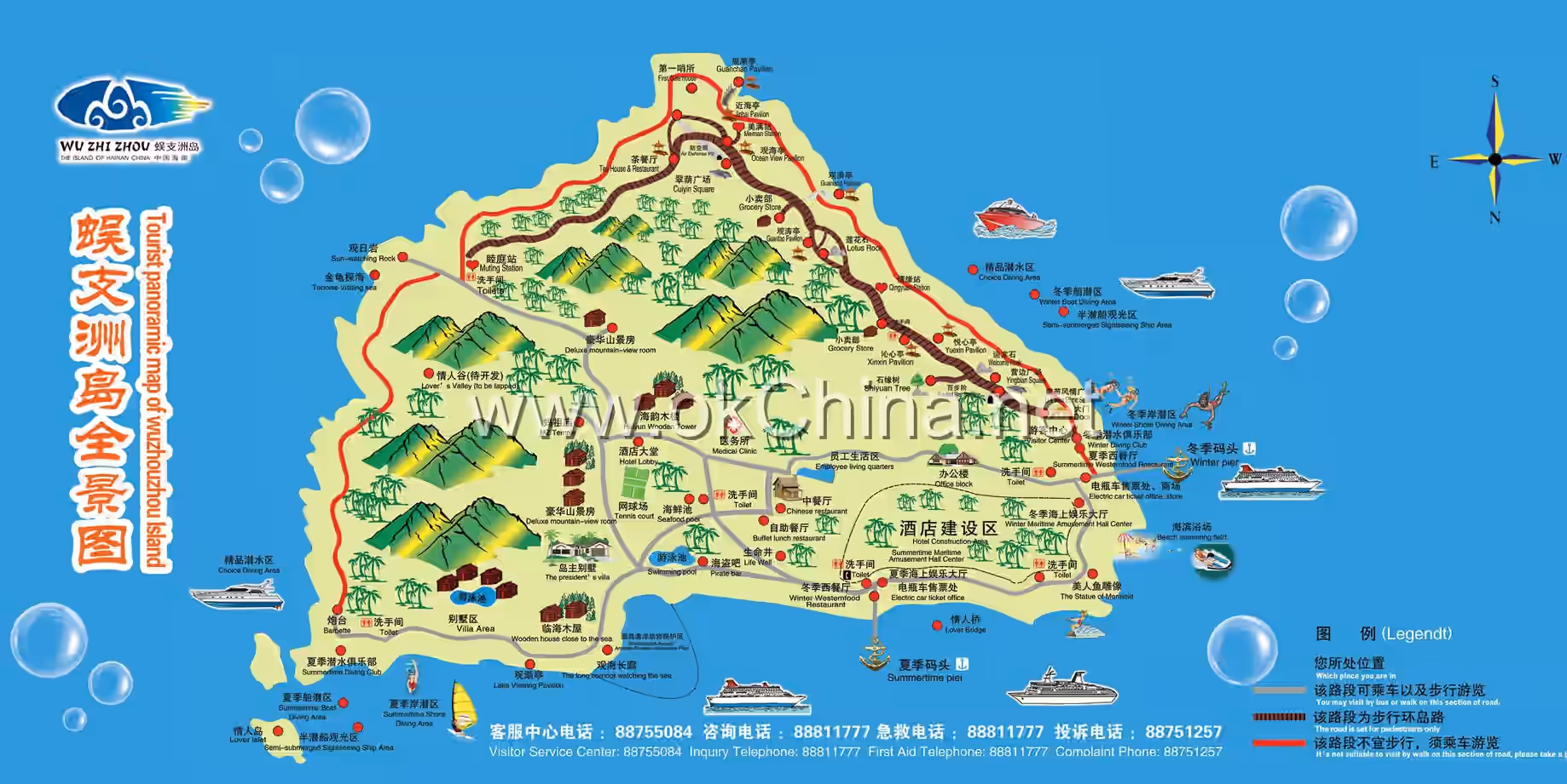 Map of Wuzhizhou Island Tourist Area