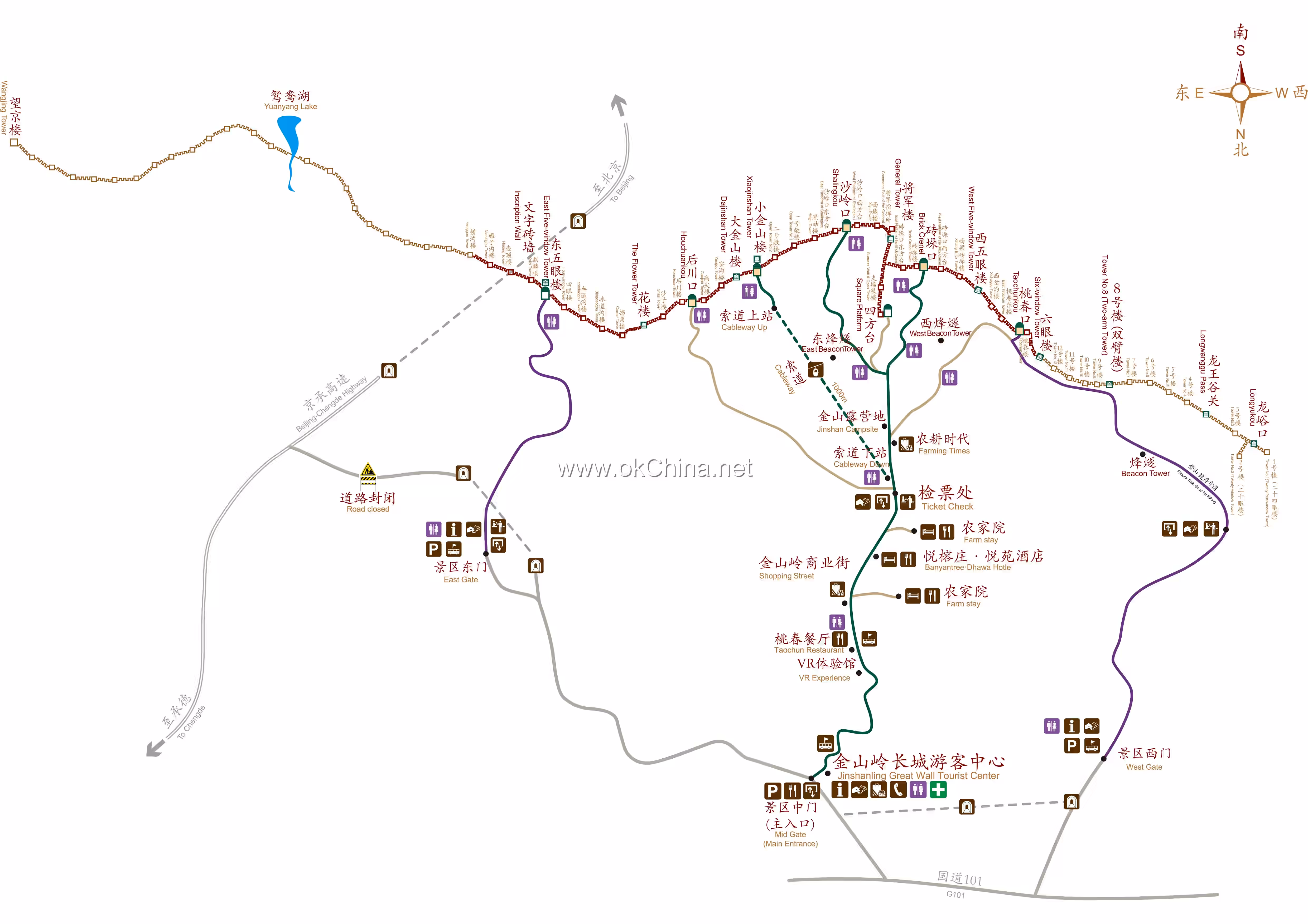 Map of Jinshanling Great Wall Scenic Area
