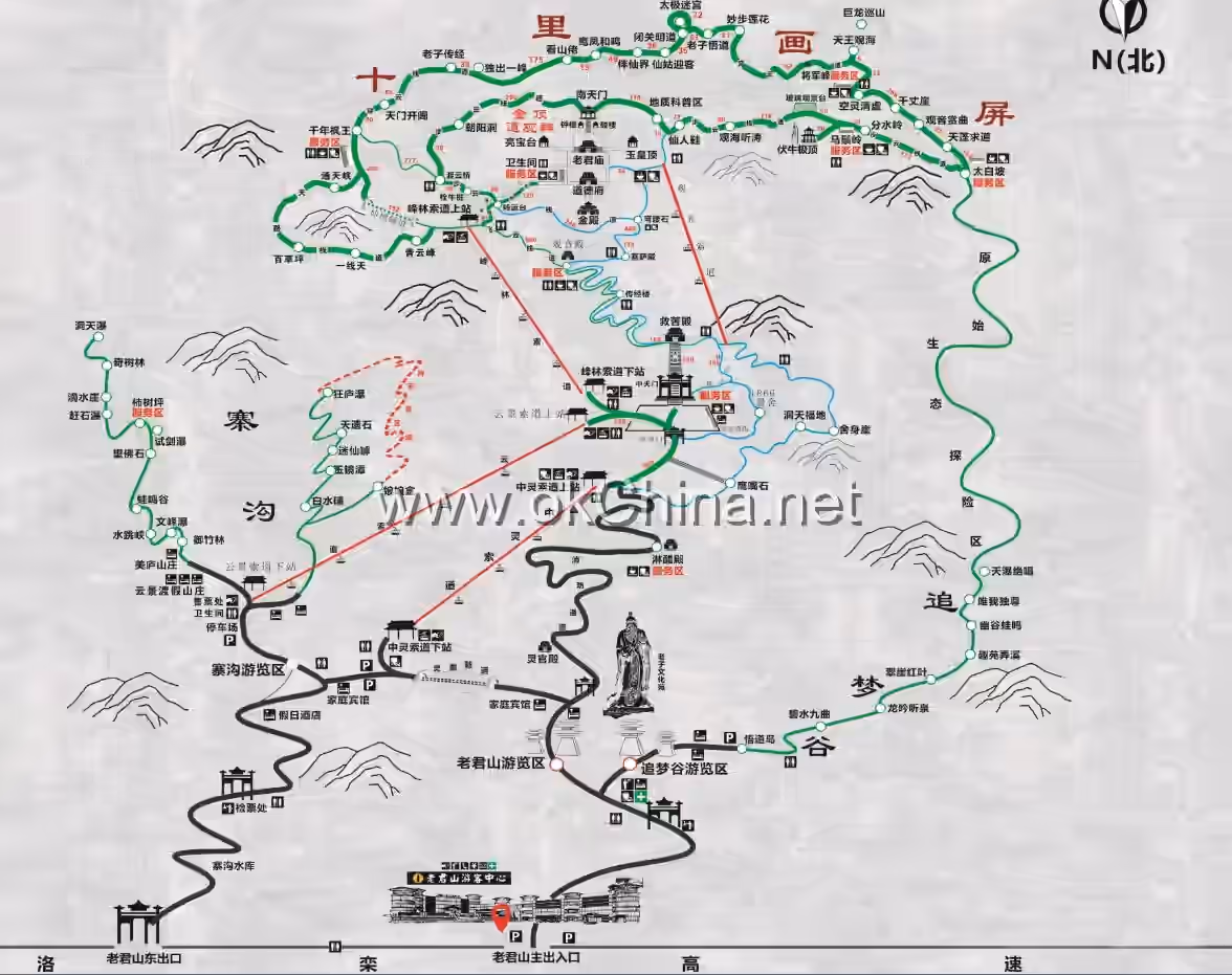 Map of Laojun Mountain And Jiguan Cave Tourist Area