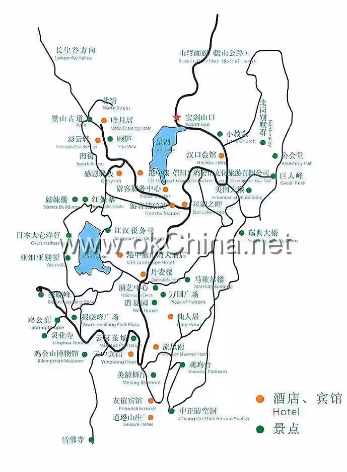 Map of Jigong Mountain Scenic Area