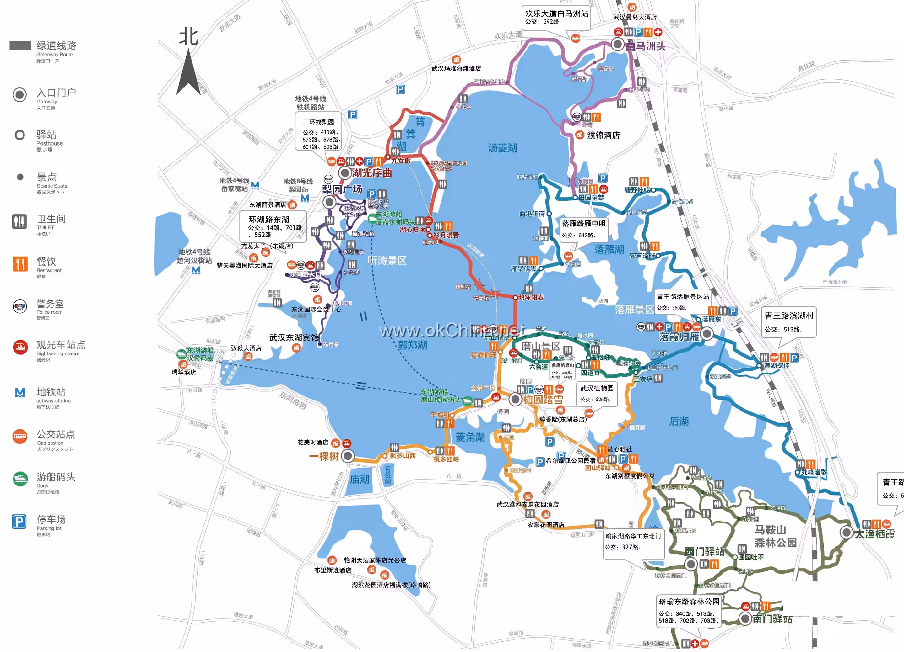 Map of East Lake Ecological Tourist Area