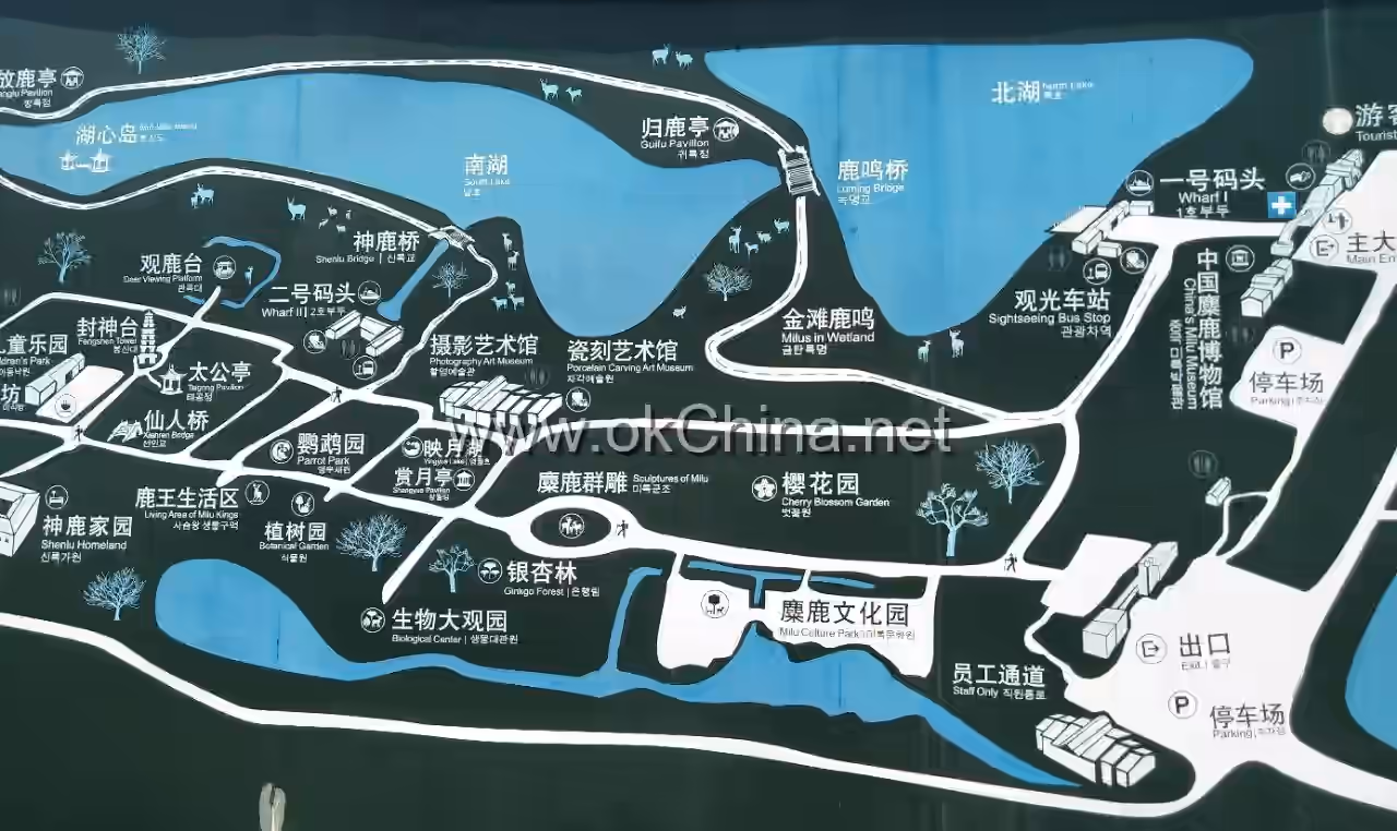 Map of China Elaphurus Garden Scenic Area