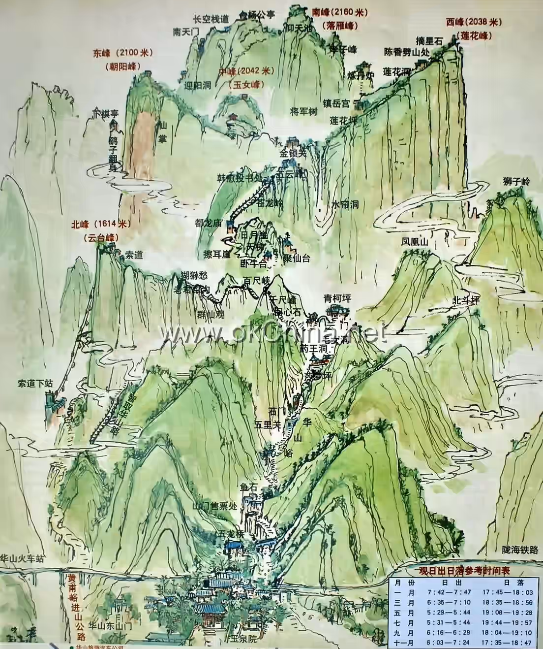 Map of Mount Hua Scenic Area