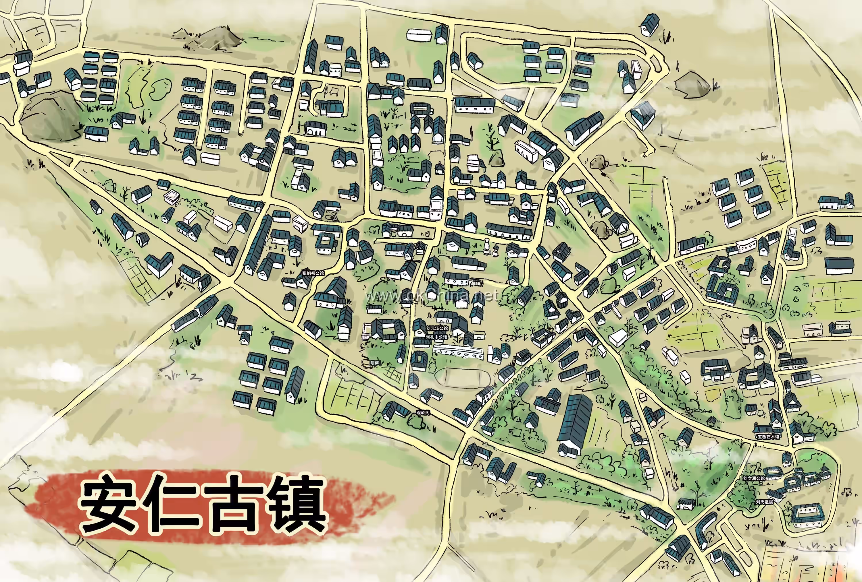Map of Anren Ancient Town Scenic Area