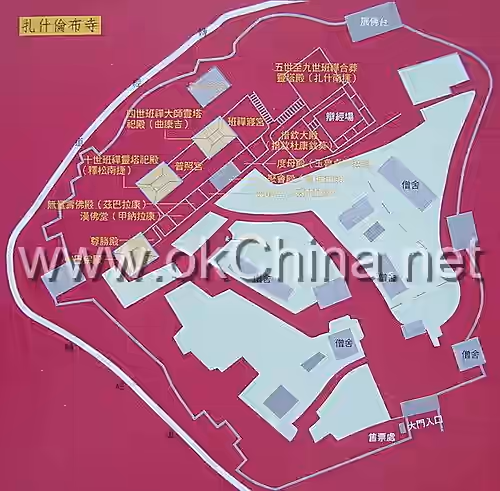 Map of Tashilhunpo Monastery Scenic Area