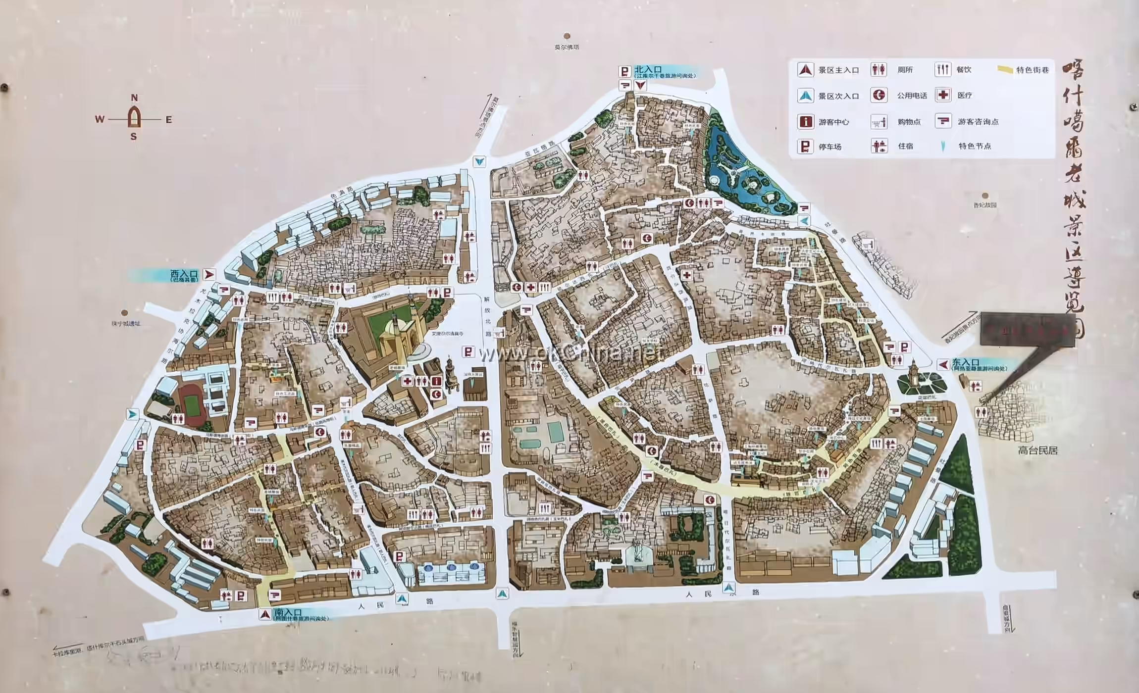 Map of Kashgar Ancient City Scenic Area