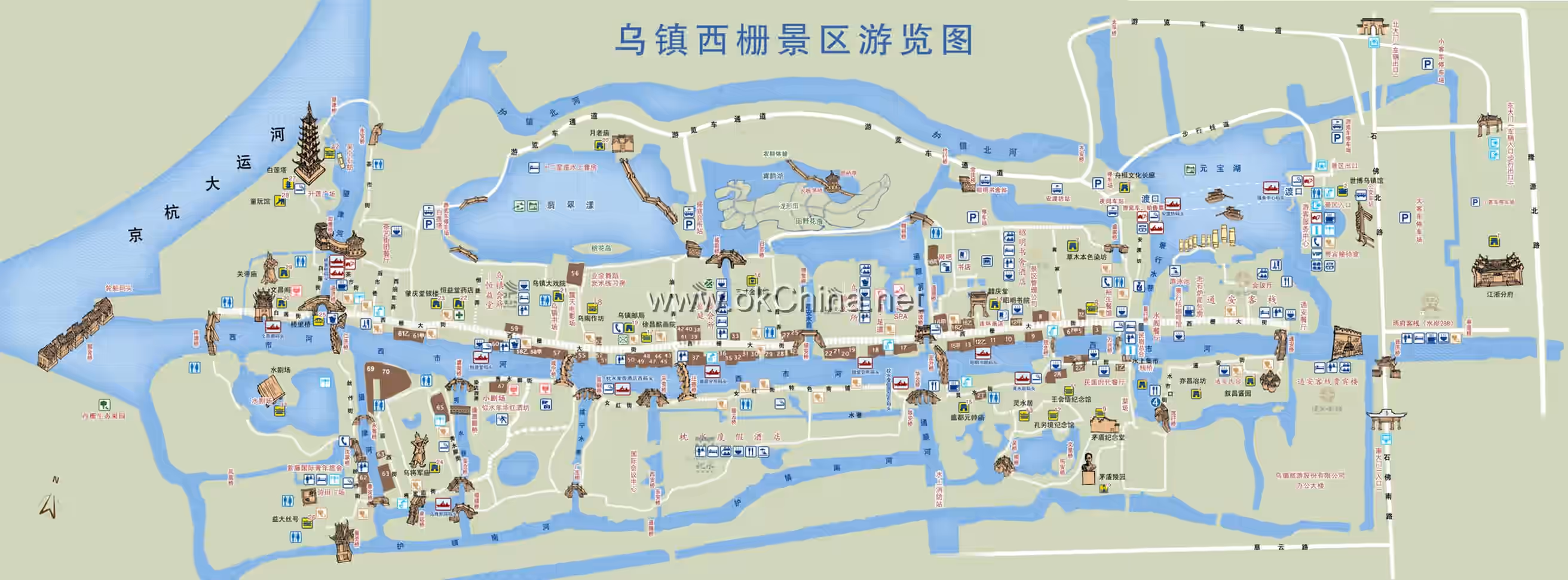Map of Wuzhen Ancient Town Tourist Area