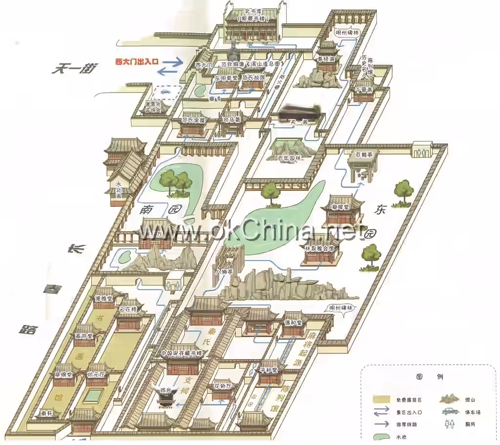 Map of Tian Yi Ge And Yue Lake Scenic Area